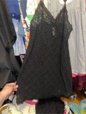 Victoria's Secret Black Lace Chemise Slip